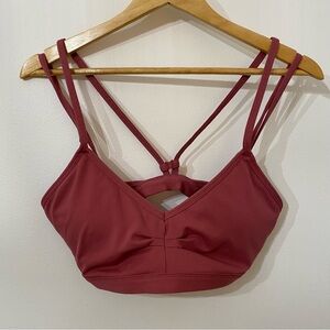 Fabletics Dusty Mauve Strappy Workout Bra | M